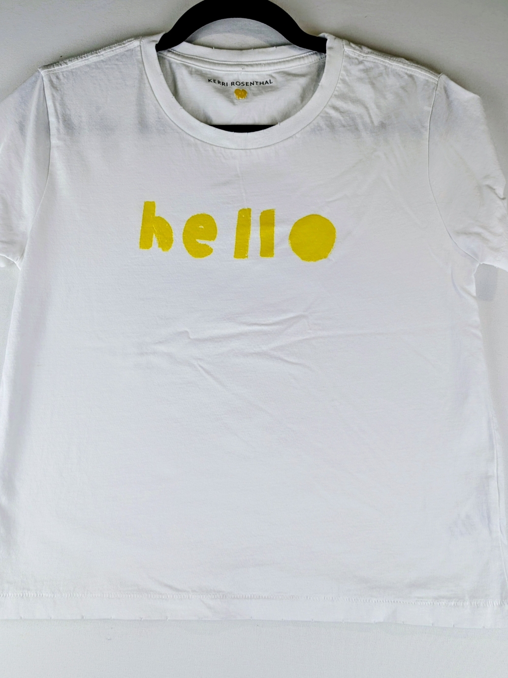 Kerri Rosenthal White Boxy Tee with Yellow Heart XS